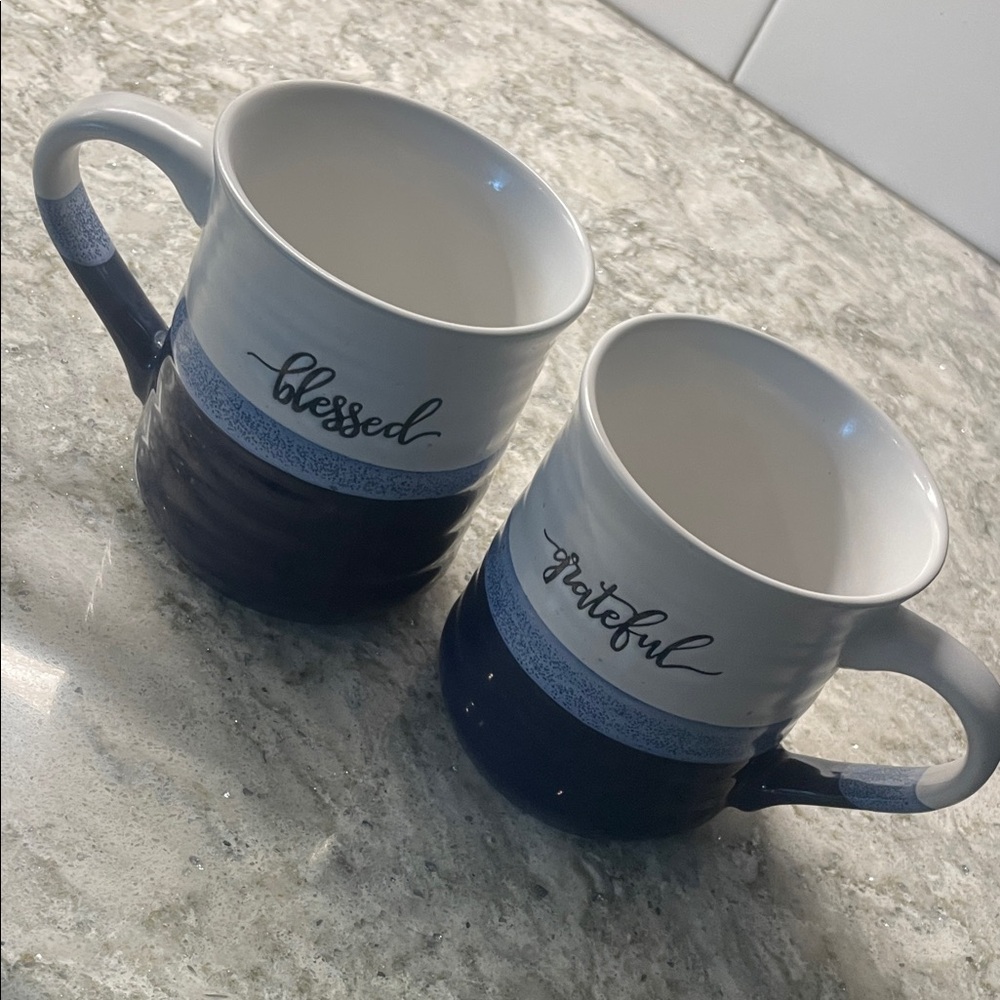 Dowan - Blue and White Ceramic Mugs Set of 2